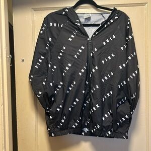 Women's Black Logo Hooded Pink Victorias Secret Windbreaker